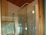 frameless shower door with header